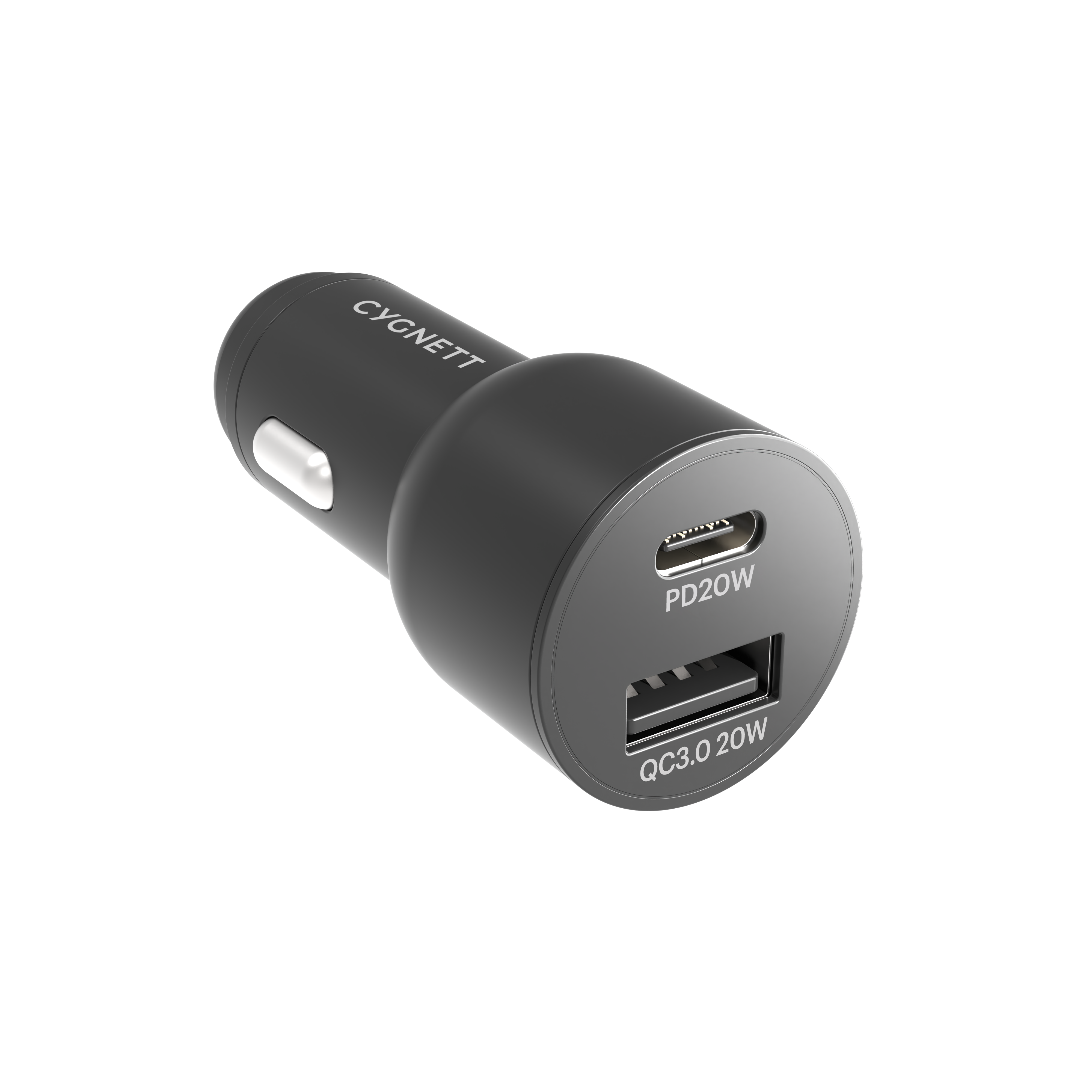 Cygnett 20W USB-C PD and USB-A QC 3.0 Car Charger - Black Cygnett 20W USB-C PD and USB-A QC 3.0 Car Charger - Black