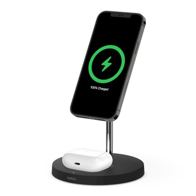 Belkin Boost Charge Pro 2-in-1 Wireless Magsafe Stand - Black Belkin Boost Charge Pro 2-in-1 Wireless Magsafe Stand - Black