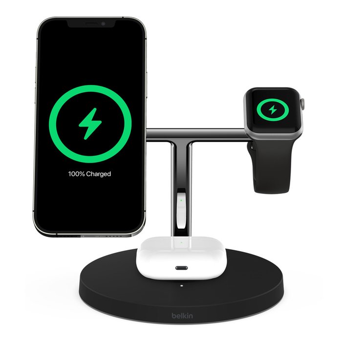 Belkin Magnetic Wireless Charger Stand - MagSafe Compatible - Charger -  Works w/ Apple iPhone 15, iPhone 14, iPhone 13 & iPhone 12 with PSU, White  